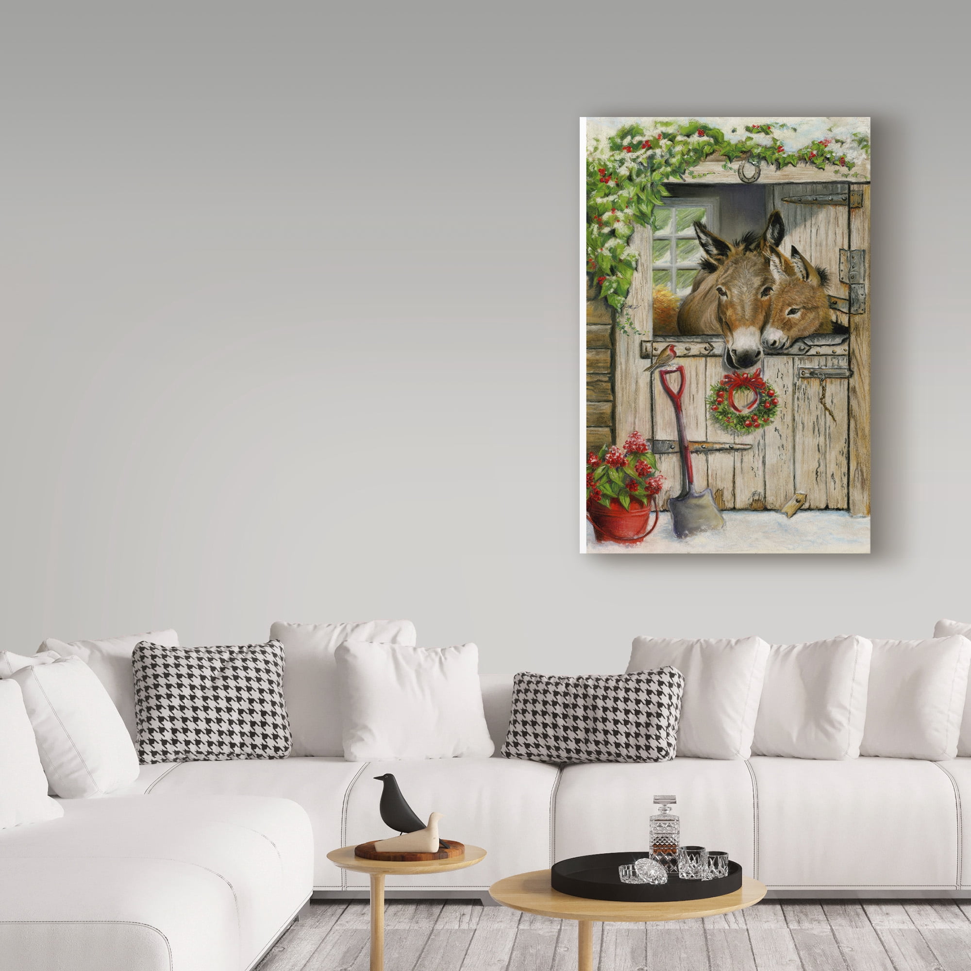 Trademark Fine Art 'Christmas Donkies' Canvas Art by Janet Pidoux