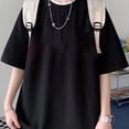 thumbnail image 3 of Camiseta de manga corta con cuello redondo para hombre, Tops holgados de Color liso, camisa básica de verano con cuello redondo para hombre, negro XL, 3 of 12