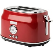2-Slice, Wide Slot, Stainless Steel Toaster with Adjustable Browning Control and Cancel, Defrost and Reheat Settings in Red