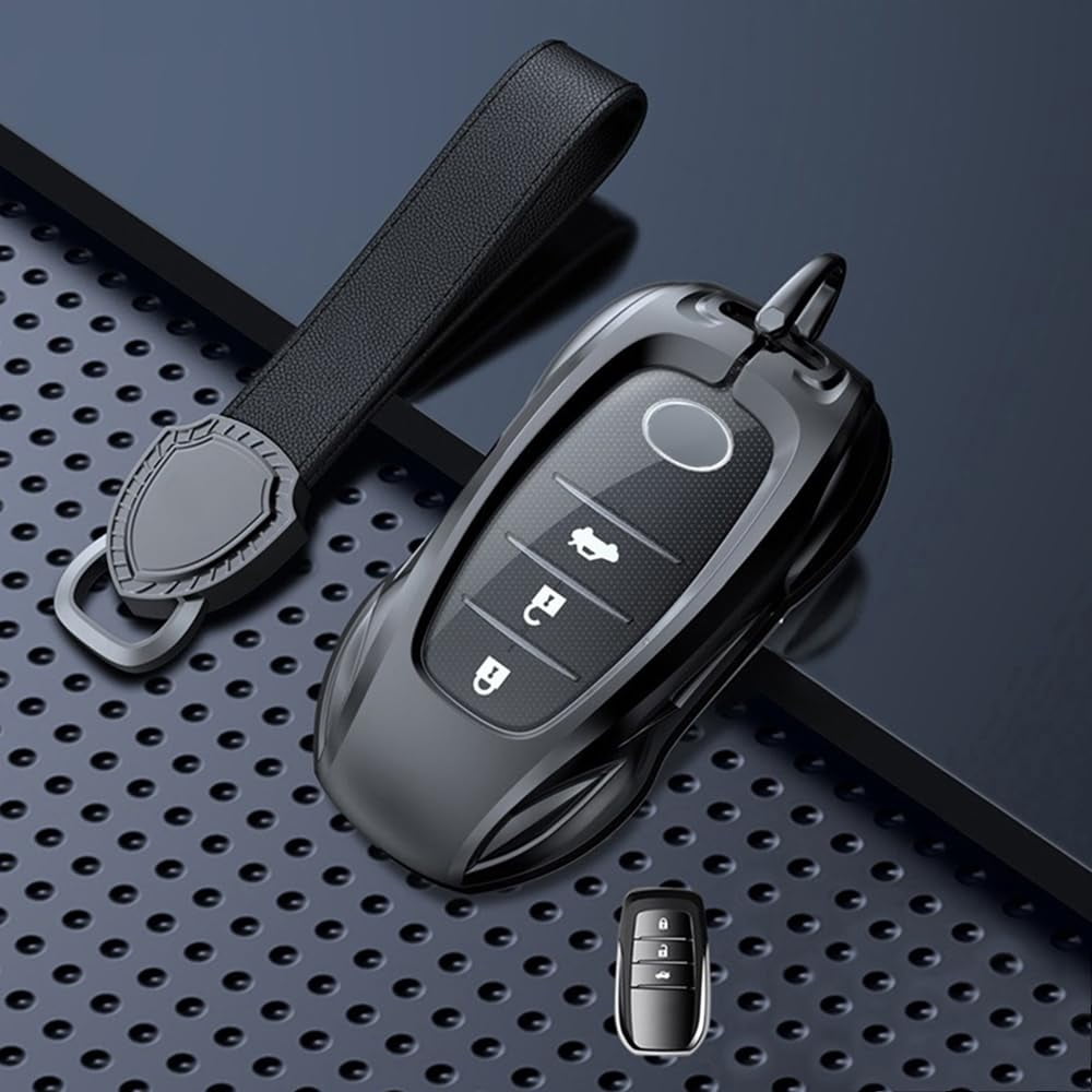 Zinc Alloy Metal Car Key Fob Case Accessories Compatible for Toyota Land Cruiser, 4Runner, RAV4, Camry, Highlander 2019-2022 Smart Key Fob Cover Protector Shell