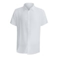 thumbnail image 3 of Gyexs Short Sleeve Shirts for Men Button Down White Comfortable Linen Shirts Solid Color Athletic T-Shirt Summer Birthday Gifts for Men, Size XXL, 3 of 4