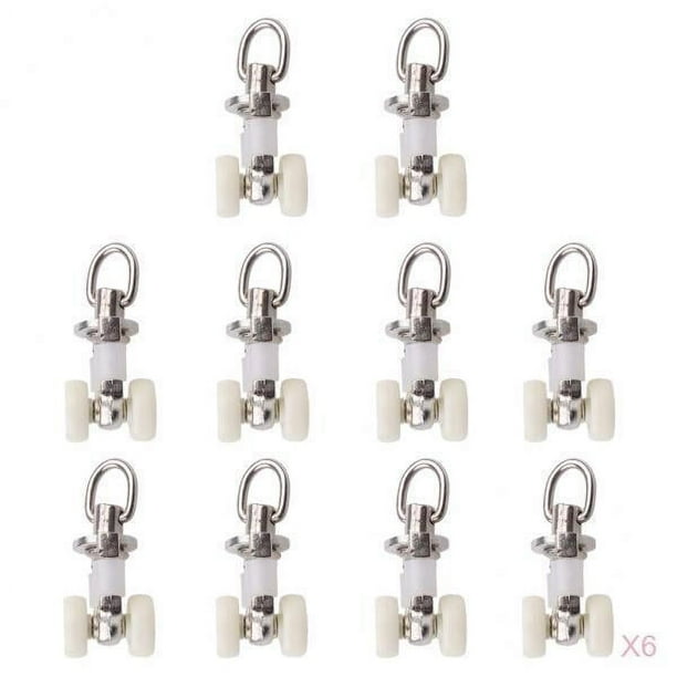 Juego de 60 deslizadores de riel para cortina con ruedas gemelas, rodillos deslizantes de riel rodante silenciosos; 60pcs