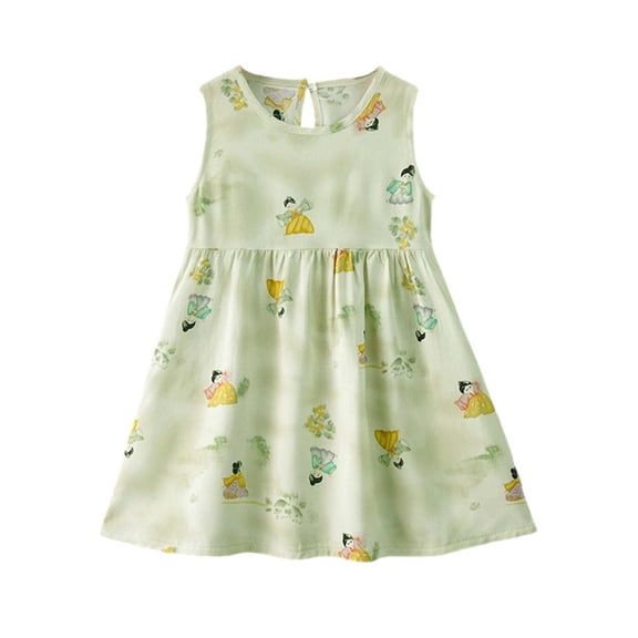 ATOGUTA Dresses For Girls Straps Party Dresses Cute Printed Sleeveless Beach Sundress, Size 1T-11