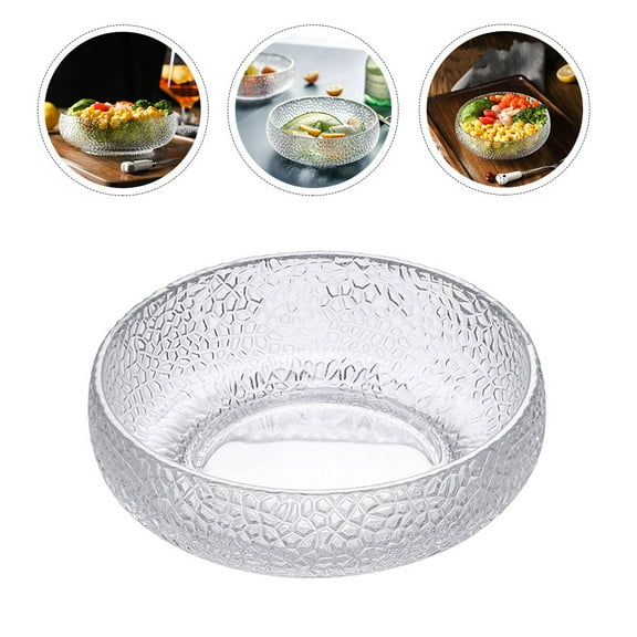 Soimiss Kitchen Fruit Bowl Glass Decorative Bowl Transparent 1Set For Dinner Parties