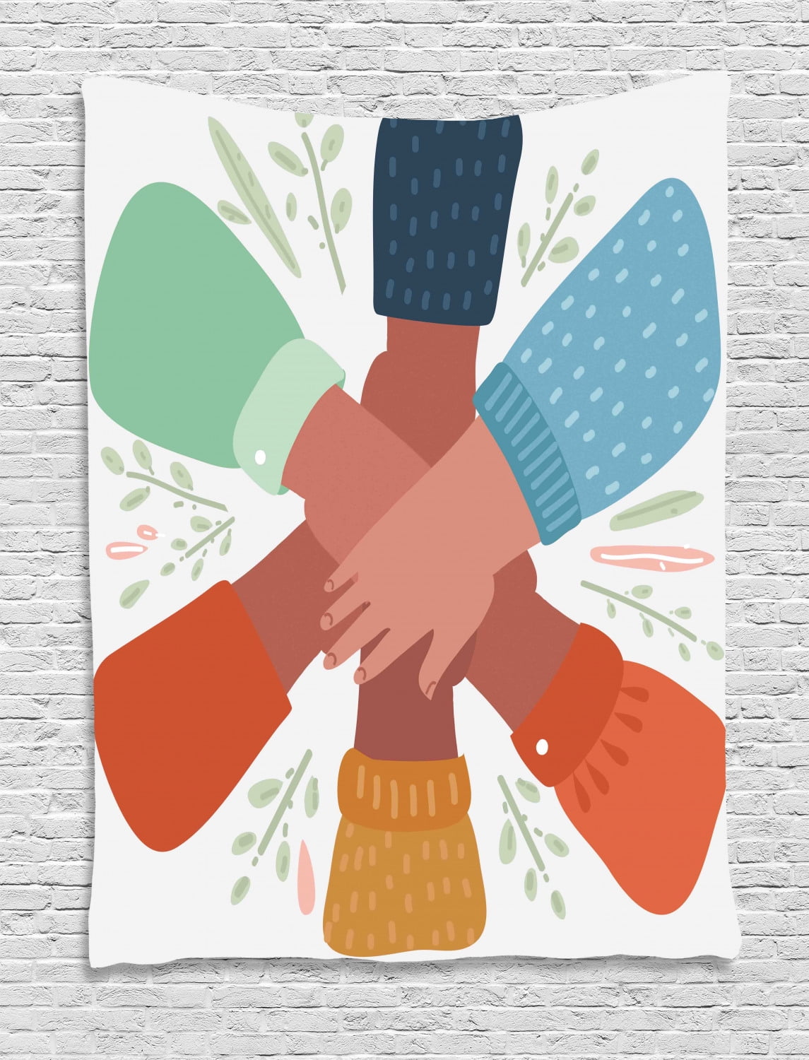 Cartoon Tapestry, Concept of a Teamwork Representation with Hands in Unity Diversity Strength, Wall Hanging for Bedroom Living Room Dorm Decor, 40W X 60L Inches, Multicolor, by Ambesonne Cartoon Tapestry, Concept of a Teamwork Representation with Hands in Unity Diversity Strength, Wall Hanging for Bedroom Living Room Dorm Decor, 40W X 60L Inches, Multicolor, by Ambesonne