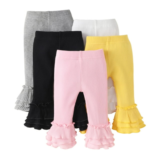 U·nikaka Toddler Baby Girl Pants Stretchy Flare with Ruffle for Babies