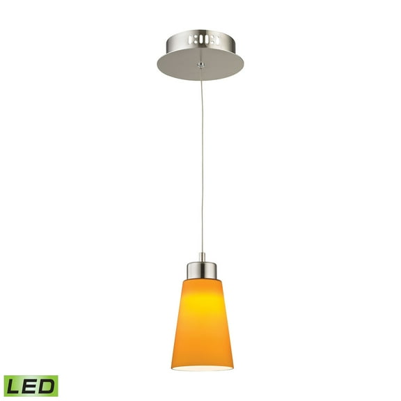 Alico Coppa LED Pendant in Satin Nickel with Yellow Glass