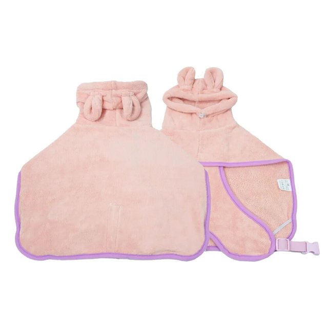 Bathrobe for Dogs Super Absorbent Fast Drying Hooded Cute Pet Bathrobe Towel for Cats Dogs Adjustable Microfiber Coat Corgi Pugs ShopWise Round
