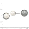 thumbnail image 3 of Sterling Silver Majestik Rhodium-plated 10-11mm & 14-15mm Imitation Shell Pearl Grey/Wht Earrings, 3 of 3