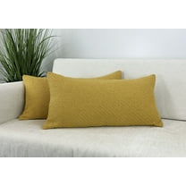 Aiking Pack of 2 Soft Decorative Knitted Double-Cable Sweater Cozy Throw Pillow Covers, 14x26 inch, Gold