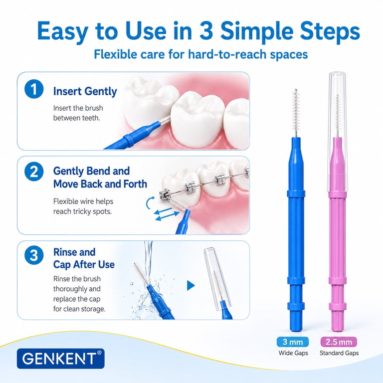 GENKENT Interdental Brush 64 Count, Reusable photo 7