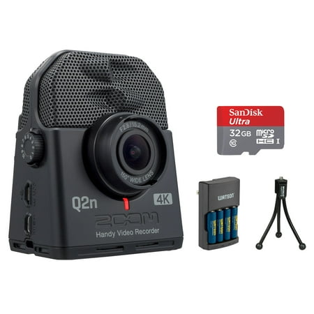 Image of Zoom Q2n-4K Handy Video Recorder with 32GB Ultra Memory Card Tabletop Tripod & Charger (4 AA NiMH Battery) Bundle