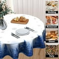 thumbnail image 4 of Winter Tablecloth Round - White Snow Snowflake Table Cloth 60 Inch Navy Blue Tree Birds Table Cover for Xmas Holiday Kitchen Dining Party, 4 of 7
