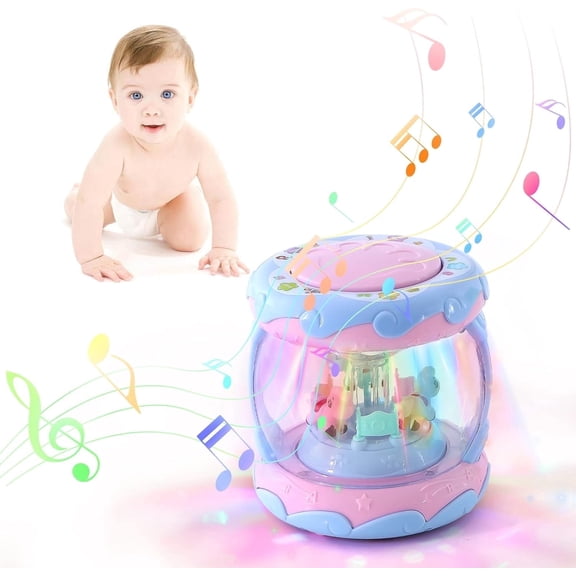 Toddler Toy for 1 Year Old Girl - Rotating Light up Musical Toy - Musical Learning Toys for Baby 6 to 12 Months - Birthday Gifts for Kid 1-2 Years Old