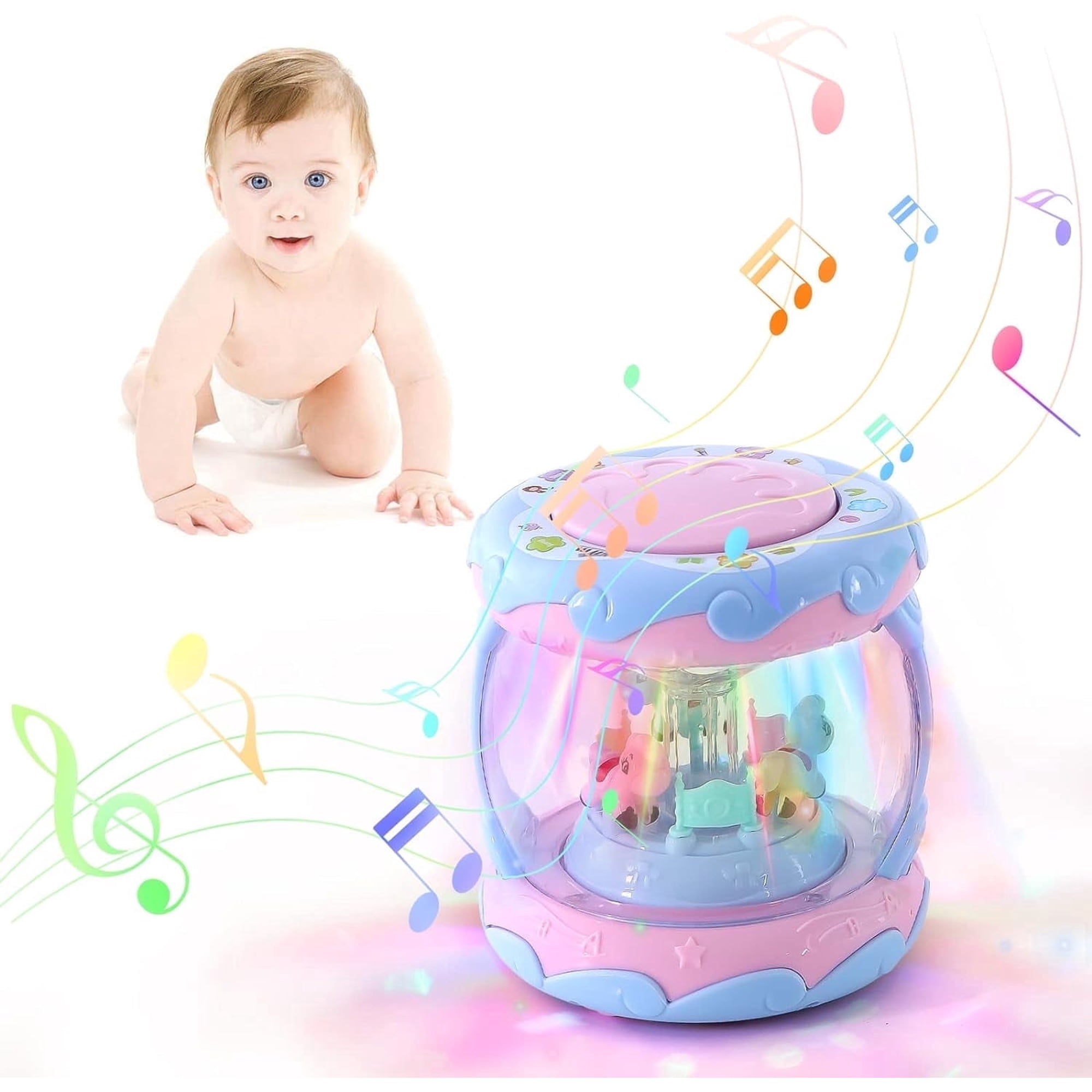 Toddler Toy for 1 Year Old Girl - Rotating Light up Musical Toy - Musical Learning Toys for Baby 6 to 12 Months - Birthday Gifts for Kid 1-2 Years Old