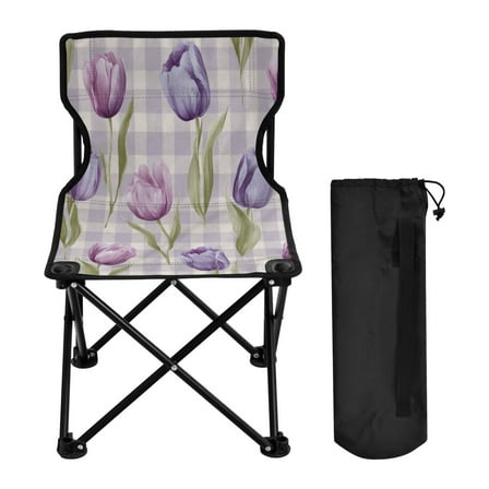 Folding Chair Camping Chair For Camping Picnicking Outdoor Beach and Travel Beautiful Pinkish-purple Tulips