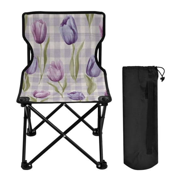 Folding Chair Camping Chair For Camping Picnicking Outdoor Beach and Travel Beautiful Pinkish-purple Tulips