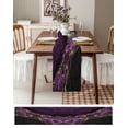 thumbnail image 3 of Table Runner Dresser Scarves 36 Inch Long, Purple Black Texture with Gold Line Linen Dining Table Runners Modern Wild Marble Stone Tabletop Scarf for Wedding Holiday Party Kitchen, 3 of 7