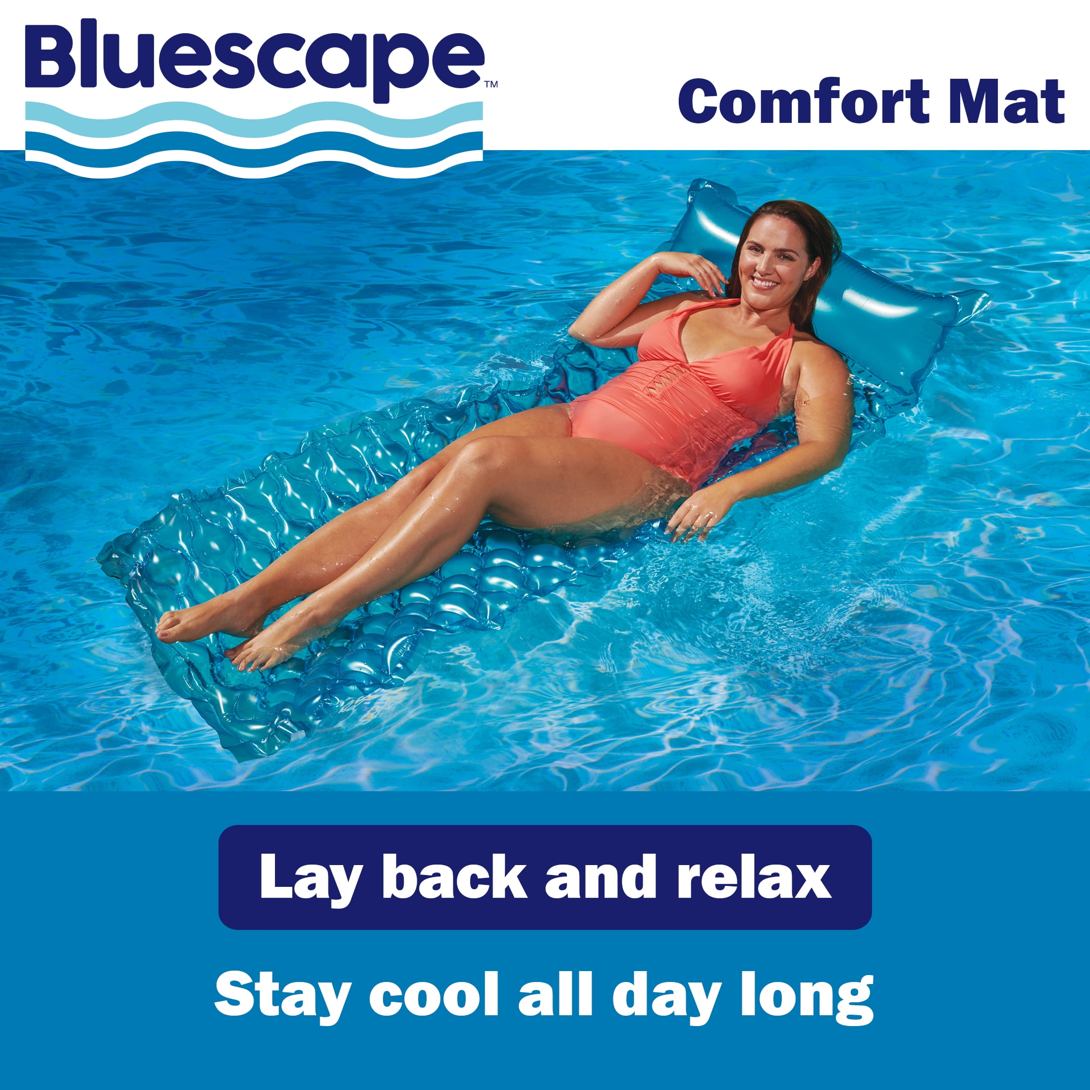 Bluescape Blue Neon Comfort Inflatable Water Mat, Pool Float, Age 14 & up, Unisex