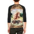 thumbnail image 2 of 4th of July Wild Horse Mustang Patriot Mens Raglan T Shirt White-Black MD, 2 of 2
