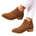 thumbnail image 6 of Womens Round Toe Side Zipper Block Heel Boots | Womens Fall Casual Comfortable Closed Toe Zip Up Low Chunky Heel Ankle Booties, Vintage Faux Suede Dress Shoes Brown 39, 6 of 6