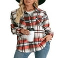 thumbnail image 2 of Veste Décontractée à Carreaux pour Femmes, Col à Revers, Manches Longues, Manteau Chemise, Automne Hiver, Doublé, Chaud, 2 of 9