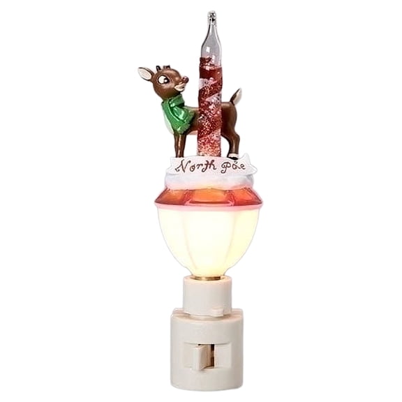Roman 6.75" Rudolph W/NP Sign Bubble North Pole Night Light