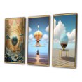 thumbnail image 3 of Designart "Infinite Possibilities in Retro Futurism" Abstract Landscape Framed Wall Art Set Of 3 - Blue Abstract Landscapes Frame Gallery Set For Office Decor, 3 of 6