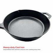 Nexgrill 10 Pre-Seasoned Cast Iron Skillet, Heavy-Duty Round Frying Pan for Grilling, Searing, and Outdoor Cooking, Grill Pan Excellent Heat Retention, BBQ & Camping Cookware – 630-0009