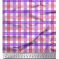 thumbnail image 1 of Soimoi Purple Crepe Silk Fabric Window Pane Check Print Sewing Fabric Yard 42 Inch Wide, 1 of 1