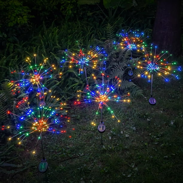 Luces solares para jardín DONGULI, 120 LED, 8 modos, impermeables, paquete de 6
