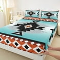 thumbnail image 3 of Manfei Vintage Aztec Twin Sheet Sets,Blue Geometric Pattern Twin Fitted Sheet,Boho Theme Flat Sheet,Super Cozy Room Decor,3-Piece, 3 of 7