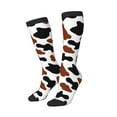 thumbnail image 2 of Fotbe Brown Black Cow print Women's Men's Novelty Crew Socks Cotton Socks Knee High Socks for Walking,Running,Nurses,Pregnancy, 2 of 9