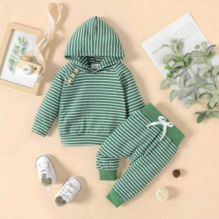 

Promotion!Infant & Toddler Boys 2-Piece Striped Hoodie & Pants Set