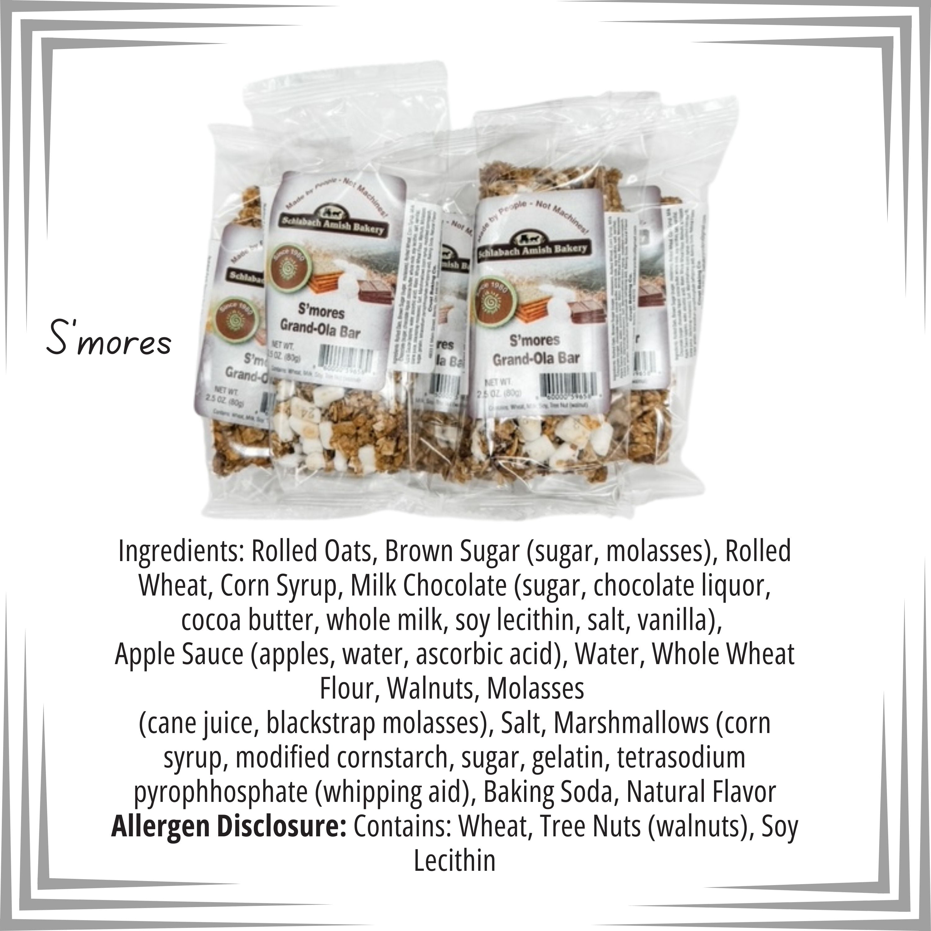 (Price/CS)Schlabach Amish Bakery 597223 S'mores Grandola Bars 12/2.8oz