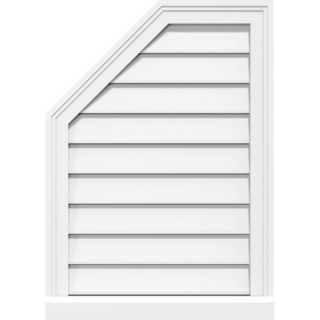 

18 W x 36 H Half Octagon Top Left Surface Mount PVC Gable Vent: Functional w/ 2 W x 2 P Brickmould Sill Frame