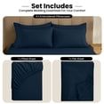 thumbnail image 2 of Lux Decor Queen Sheet Set 6 Piece - Deep Pocket Queen Sheets, Soft Microfiber Bed Sheets Queen, Navy Blue, 2 of 10