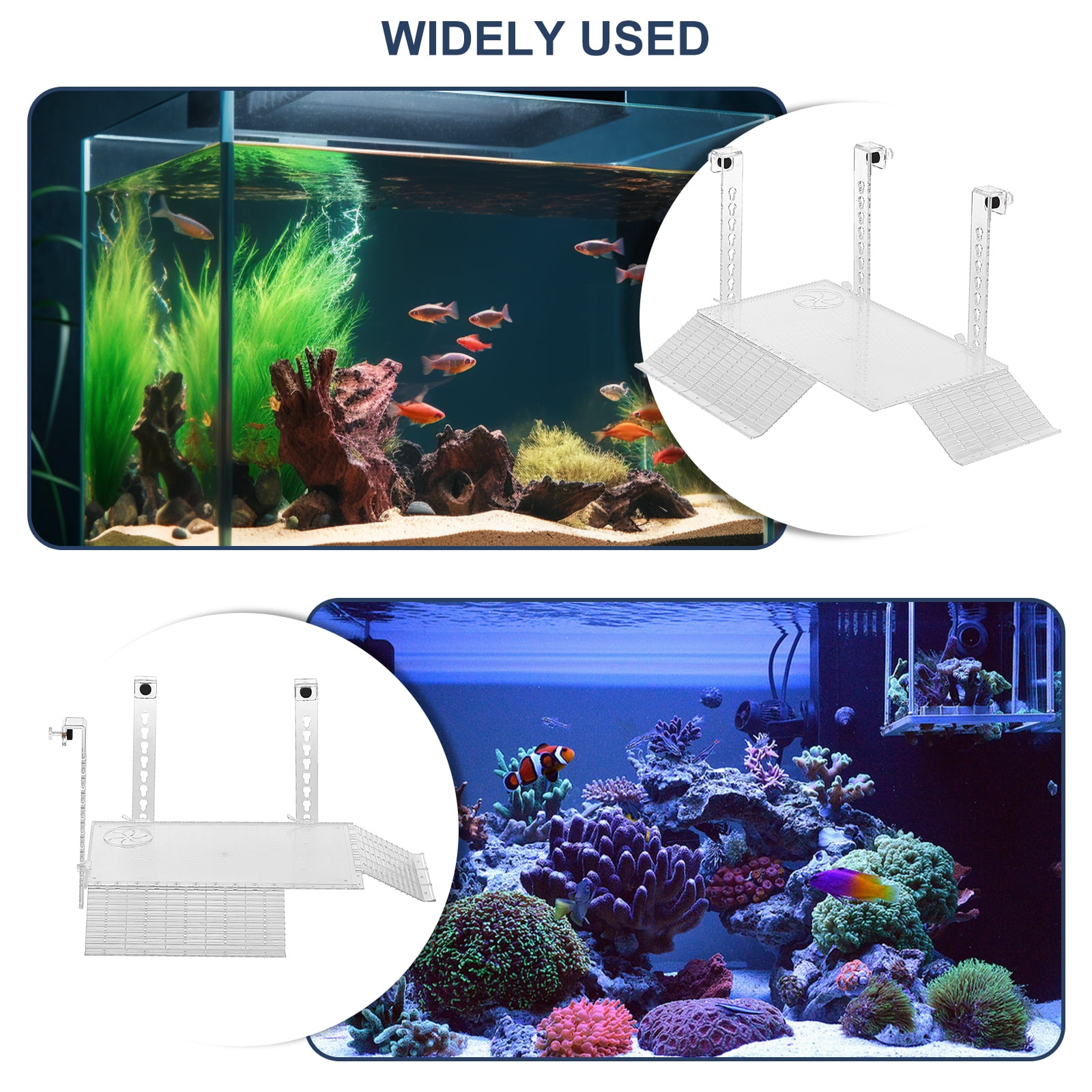 Turtle Basking Platform Acrylic Turtle Dock Basking Platform Height Adjustable Turtle Dock Clear Turtle Terrace Basking Platform with 2 Slides for Tortoise Fish Tank Aquarium