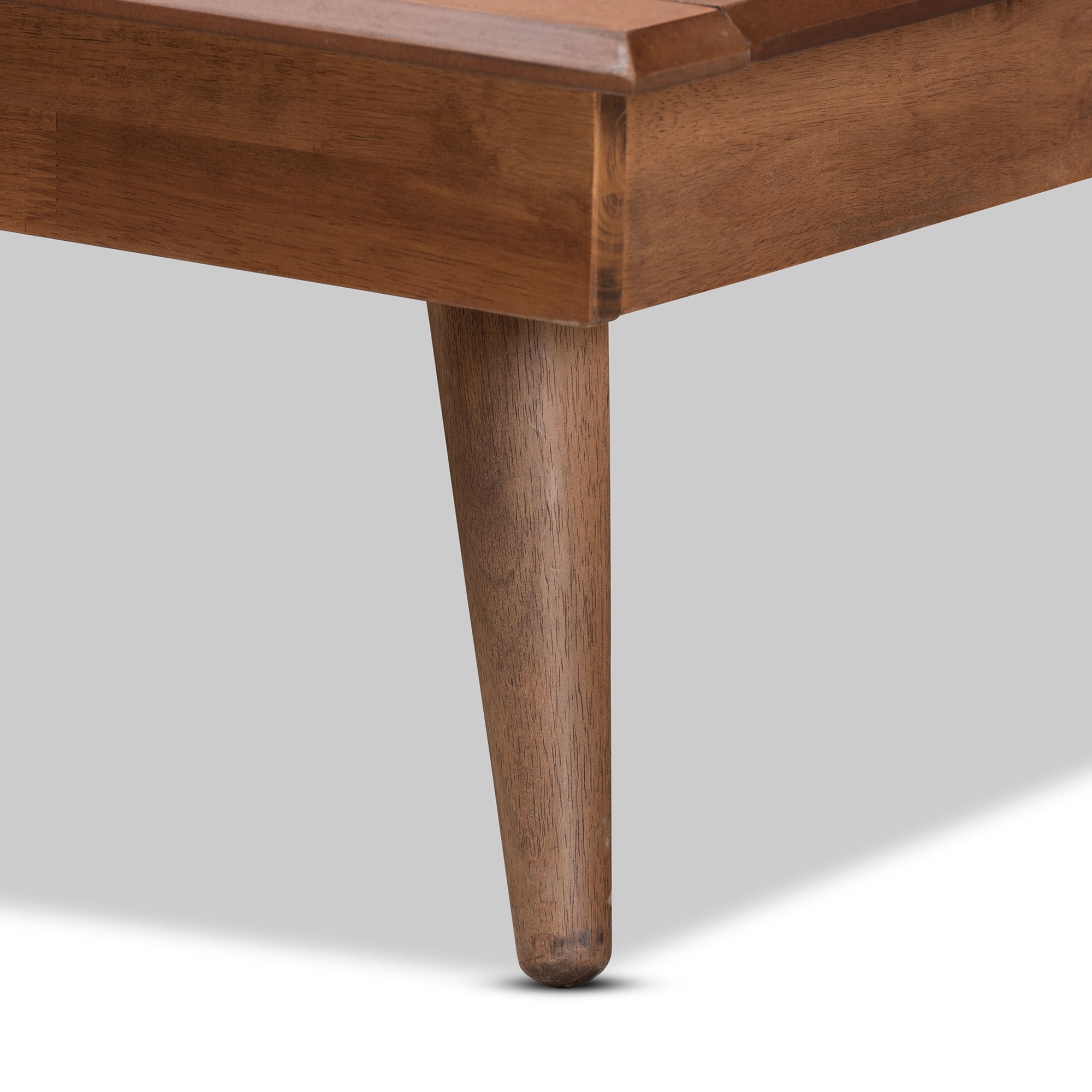 Baxton Studio Karine Mid-Century Engineered Wood Platform Bed, Twin, Ash Walnut