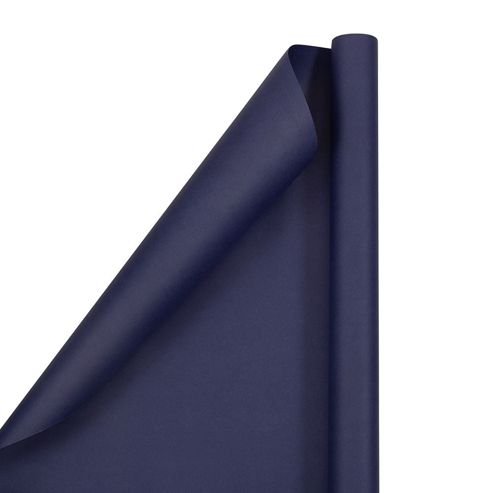 JAM Navy Cobalt Blue Matte Gift Wrapping Paper, All Occasion, 25 Sq. ft, 2/Pack