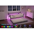 thumbnail image 5 of Senfot Twin Size Metal Daybed with Trundle, Sofa Bed Frame with Charging Station & LED Lights, Perfect for Living Room, Guest Room, Apartment, Black, 5 of 9