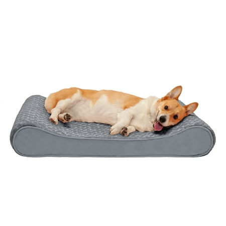 UPC: 0842229117912 | FurHaven Pet Dog Bed | Memory Foam Ultra Plush Luxe Lounger Pet Bed for Dogs & Cats Gray Large