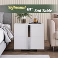 thumbnail image 5 of Resenkos Streamlined Bedside Cabinet with Double Drawers, Reliable Engineered Wood Night Table with Chrome Finished Pulls, Compact Side Table for Bedroom, Lounge, White, 5 of 6