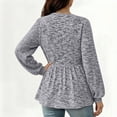 thumbnail image 5 of ClodeEU Women's Long Sleeve Crewneck Empire Waist Shirts,Loose Fit Pleated Flowy Tunic Tops Gray,Womens Plus XXXL, 5 of 5