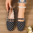thumbnail image 2 of Polka Dots Mary Jane Shoes Women Ballet Flats Shoes for Women Slip on Comfortable Dressy Adjustable Strap for Work office Business Casual Size 36-43 Black-B, 2 of 4