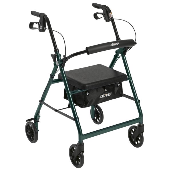 Drive Medical Rollator Rolling Walker with 6" Wheels, Fold Up Removable