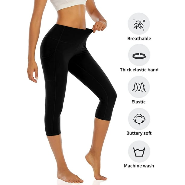Womens Leggings Capri Tights with Pockets Workout Shorts Yoga