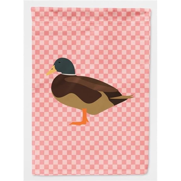 Caroline's Treasures BB7867CHF Silver Bantam Duck Pink Check Flag Canvas House Size , Large, multicolor