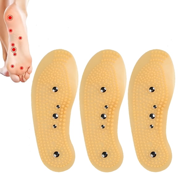 XIRQI 3 Pairs Magnetic Massage Insoles for Women,Foot Care Shoe Pads,Breathable Shoes Inserts with Raised Nodes,Cutable Fits Eu35-40