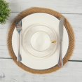 thumbnail image 3 of Round Placemats Set of 4 Heat Resistant Cotton Rope Braided 12 inch Place Mats for Dining Table Thick Fabric Absorbent Table Mats Trivet (Light Gray, 12 Inch), 3 of 8